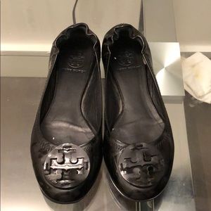 Tory Burch black patent leather flats
